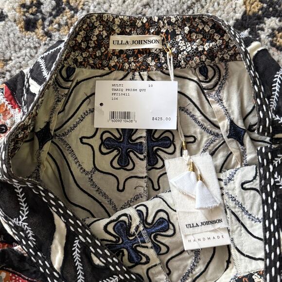 Ulla Johnson Tariq High Rise Hand Embroidered Flare Shorts - Picture 5 of 7